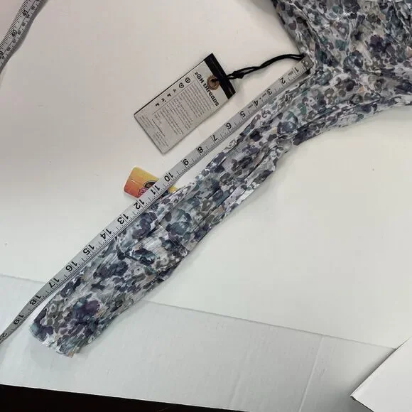 New 2OH Threads Blouse Top, Large, Purple And Grey Floral, 2W39004, Button Up - Picture 8 of 8